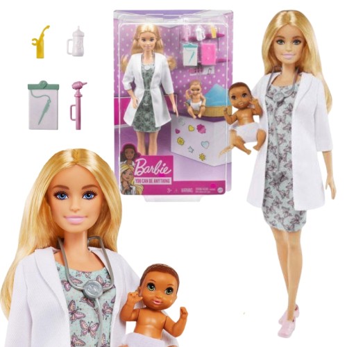 Barbie Set Medic Cu Copil Pediatru Bebeluș Stetoscop Sticlă Termometru Accesorii