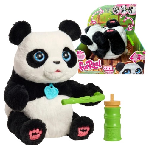 FurReal Panda Coco Jucărie Interactivă Plusată Mascotă Interactivă 60 Reacții Acrobații Sticlă Mormăie Plusat