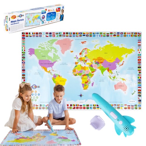 Dumel Hartă Interactivă a Lumii Bilingvă 1500 Fapte 90x60cm 6+