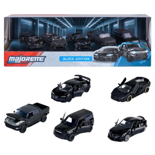 Majorette Black Edition 2.0. Set 5 Modele Metalice Resoraki Mașinuțe 1:64 Negre