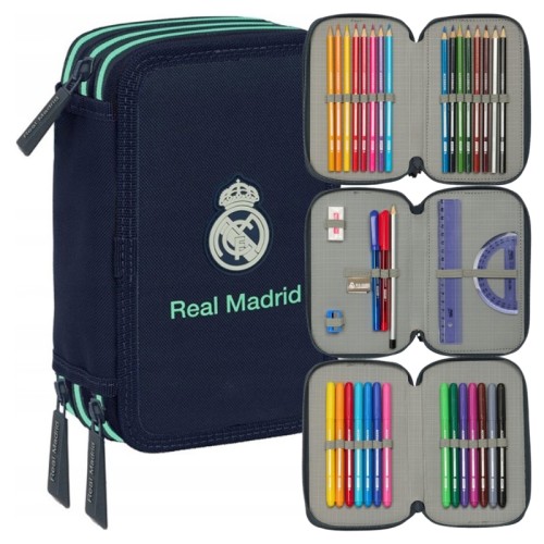 Safta Pencil Case 3-compartment Triple With Equipment Real Madrid