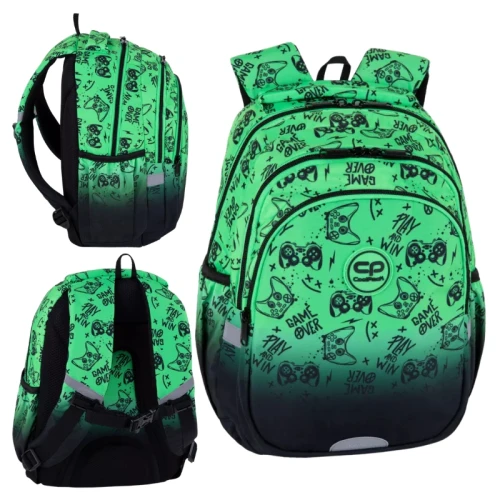Coolpack Jerry Rucsac Școlar 3 Compartimente Game Over Green Gradient