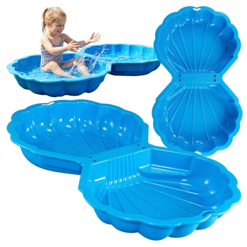Paradiso Toys Nisipar din Plastic cu Capac 2în1 Piscină pentru Copii Shell Scoică Albastră Maxi