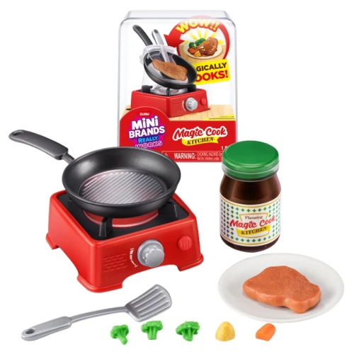 Mini Brands Magic Cook Kitchencube S1 Tigaie Miniaturală Funcțională pe Arzător Jucărie Figurină