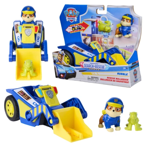 Psi Patrol Search Rescue Buldozer Rubble Vehicul cu Tracțiune Pull-Back + Figurina Țestoasă