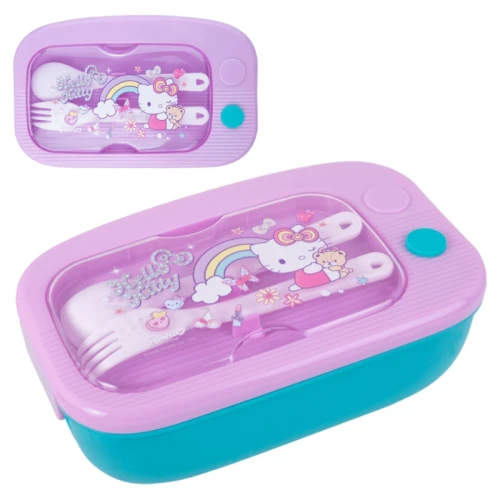 Hello Kitty Mil Cutie pentru prânz, recipient pentru mâncare pentru copii 1100 ml Roz-albastru