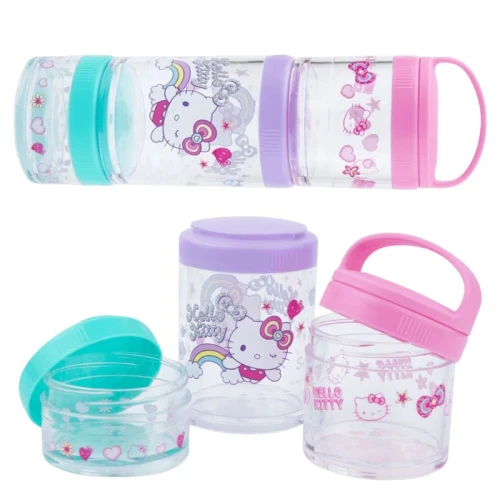 Hello Kitty Recipient pentru gustări Pink Snackbox Lunchbox triplu compartiment 10 ml, 60 ml și 150 ml