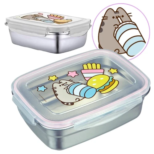 Lunchbox Metalic Pusheen Spațios Recipient de Prânz din Oțel cu Pisică