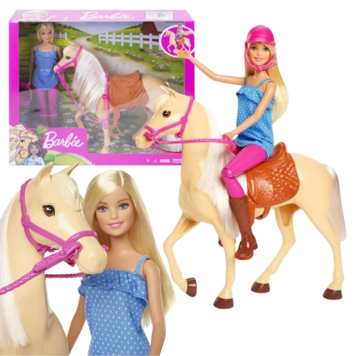 Barbie Păpușă în Costum de Echitație Păpușă de Modă Cal + Accesorii de Echitație