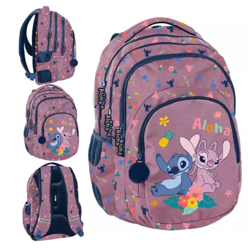 Paso Rucsac Școlar Tineret Pentru Școală Trei Compartimente Mare Spațios Reflectorizant A4 Stitch Aloha