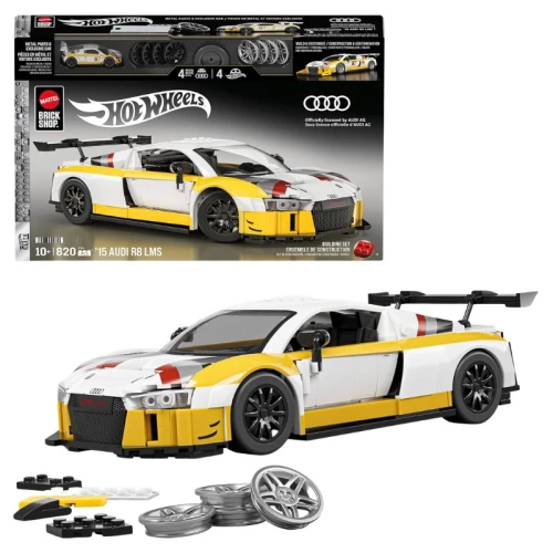 Seturi de construcție Hot Wheels Brick Shop Mașina pliabilă '15 Audi R8 Lms Mașinuță de asamblat 10+