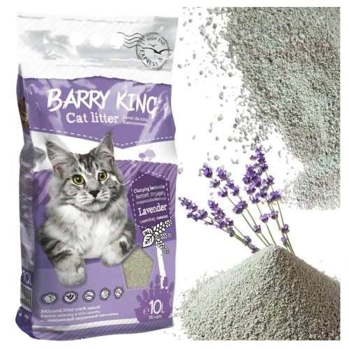 Litiu Bentonitic Barry King Pentru Pisici Aglomerant Natural 10l Fără praf Lavandă