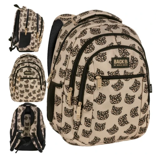 Rucsac Școlar Backup Cu Pisici În Leopard Pentru Tineri Spațios Mare Pentru Școală Compartimentat