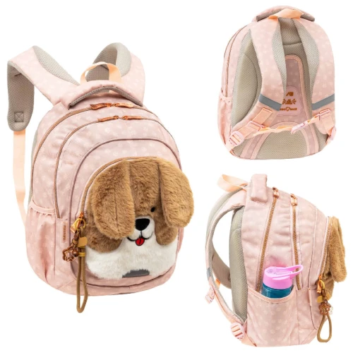 Astrabag Rucsac Școlar Trei Compartimente Spațios Pentru Clasele 1-3 Elemente Reflectorizante Ușor Pufos Fluffy Puppy