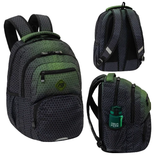 Astrabag Rucsac Școlar Trei Compartimente Spațios Reflexii Ușor Hexagon Green Ombre