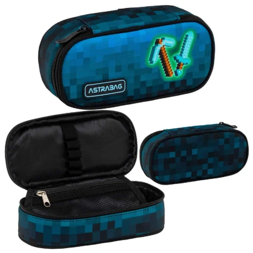 Astrabag Penar Cu O Cameră Saculet Toc Pentru Rechizite Școlare Blue Pixel