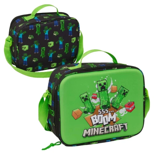 Safta Lunchera Termică Geantă Pentru Micul Dejun Lunch Box Școlar Pentru Copii Minecraft 3D Embossed