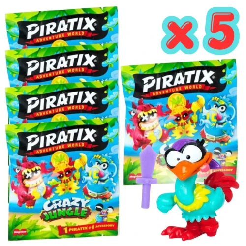 Set 5x Pungă Colecționabilă cu Figurină Piratix Crazy Jungle