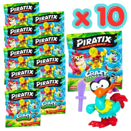 Set 10x Pachet Colecționar cu Figurina Piratix Crazy Jungle
