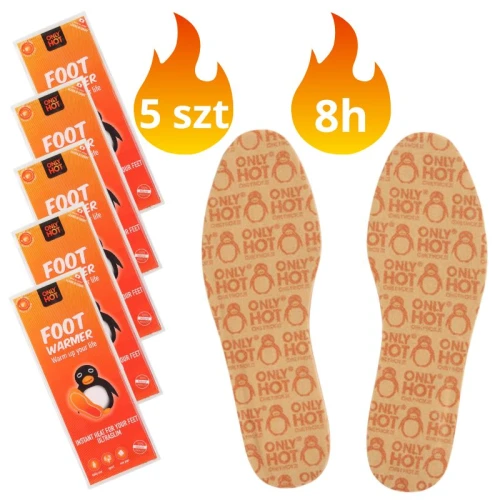 Set 5 x Only Hot Încălzitoare pentru Picioare, Bocanci, Picioare Turistice, Încălzitoare Complet 2 bucăți pentru Rucsac de Evacuare până la 8h