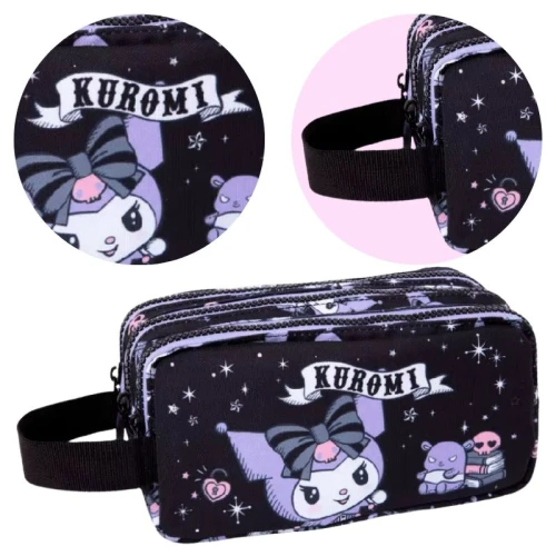 Penar Coolpack Kuromi Negru Trei Compartimente Mare Școlar Borseta Pentru Fetiță Spațios