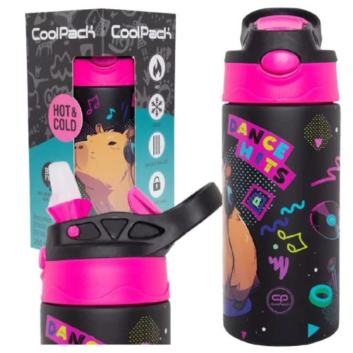 Sticlă Termică Din Oțel Inoxidabil Coolpack Capybara Music 350 ML Pentru Școală Pentru Copii