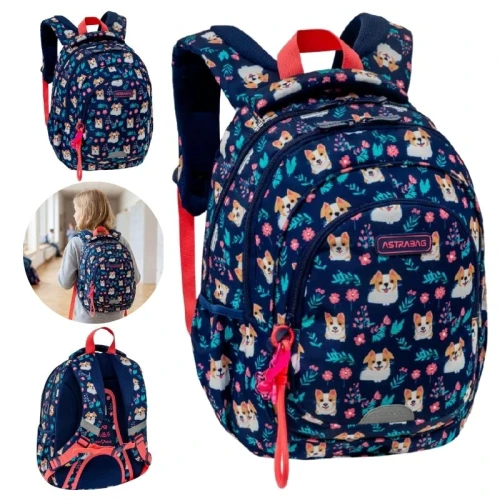 Astrabag Rucsac Școlar Trei Compartimente Spațios Pentru Clasele 1-3 Elemente Reflectorizante Ușor Dear Puppy