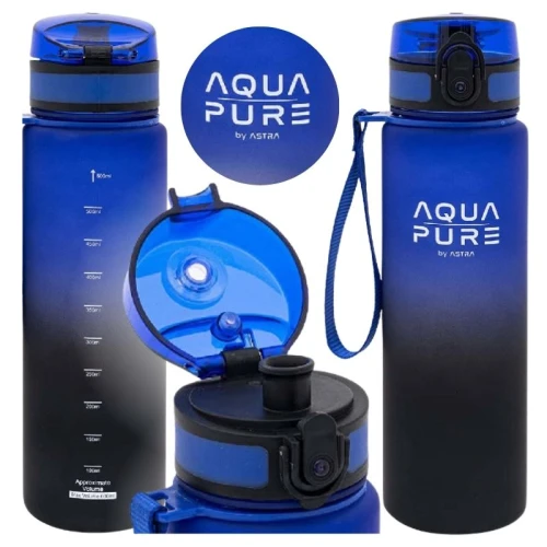 Astra Aqua Pure Sticlă de Apă Bidon Mare pentru Școală și Antrenament, Fără BPA, 600ml, Bleumarin