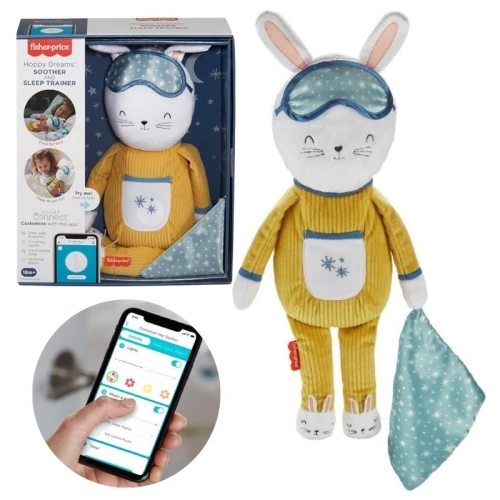 Jucărie de pluș Iepuraș Fisher-Price pentru copii, Lampă, Zgomot Alb, Jucărie de pluș