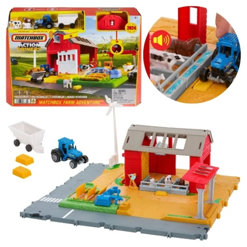 Fermă Matchbox Action Drivers Adevărate Aventuri Pentru Copii Tractor Sunete Figurine Animalute Accesorii