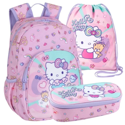 Set Grădiniță Excursie 3în1 Coolpack Rucsac Mic pentru Copii + Penar Borseta Cu Clapetă + Săculeț pentru Încălțăminte Sportivă Educație Fizică Hello Kitty