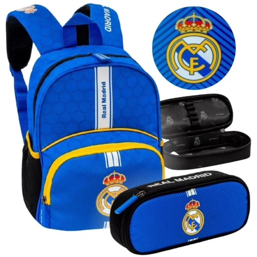 Set Școlar Pentru Copil Astra AstraBag Real Madrid Real Madrid Young 2în1 Rucsac Spațios Pentru Școală Grădiniță Penar Borsetă