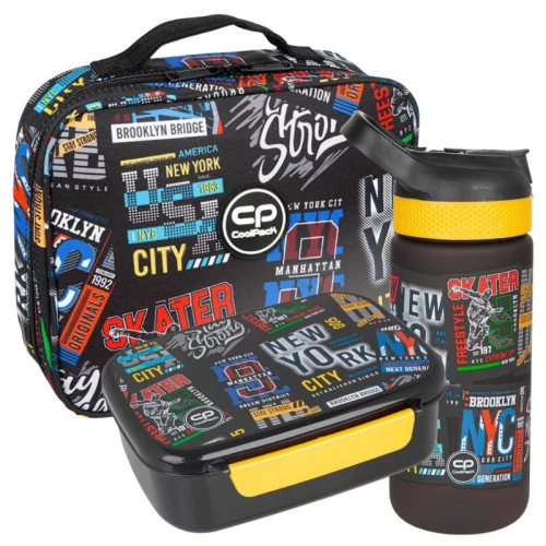 Set Școlar pentru Mic Dejun 3în1 CoolPack Bidon Bibby 420ml + Lunchbox Cu Compartiment FoodyX + Cooler Bag Termic Big City