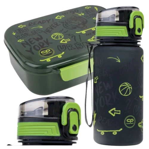 Set Școlar 2în1 CoolPack Bidon Brisk Mini 400ml + Lunchbox Cu Compartiment FoodyX Tiger