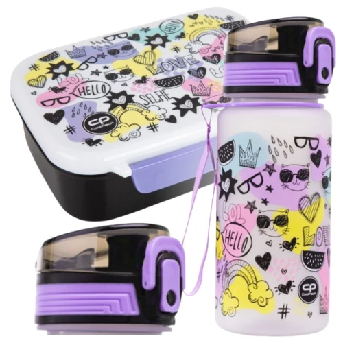 Set Școlar pentru Mic Dejun 2în1 CoolPack Sticlă Brisk Mini 400ml + Lunchbox Lunchbox cu Compartiment FoodyX Mood