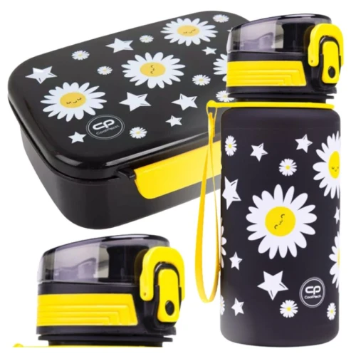 Set Școlar de Mic Dejun 2în1 CoolPack Sticlă Brisk Mini 400ml + Lunchbox cu Compartiment FoodyX Daisy Black
