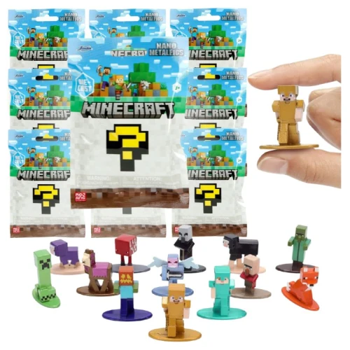 Set 10 x Jada Toys Minecraft Figurina de Colecție Metalică 4cm Jucărie Mystery Box