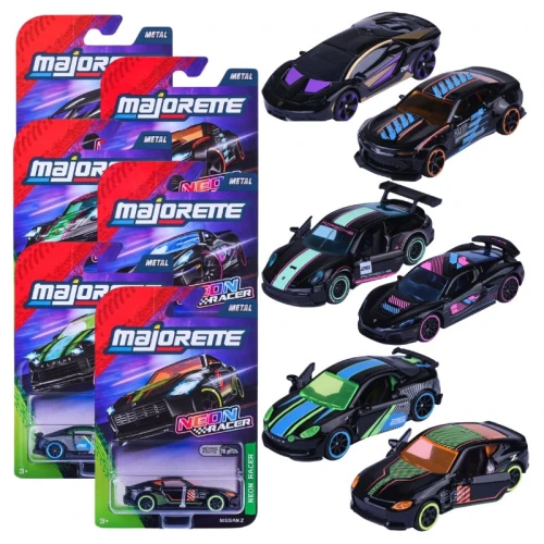 Majorette Vehicule Neon Rider Set 6 piese Set de 6 Mașinuțe Metalice Vehicule Set Mașini