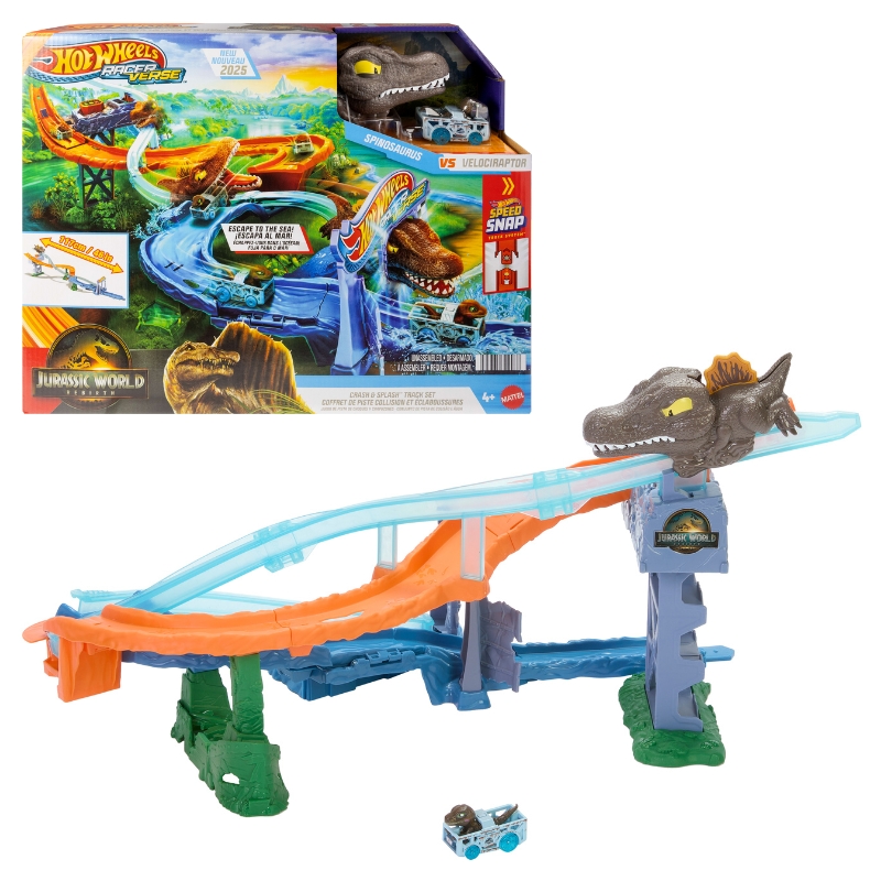Hot Wheels Racer Verse Jurassic World Set de Track Crash & Splash