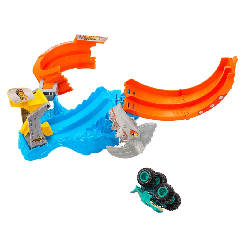 Hot Wheels Monster Trucks Set Loopul Rechinului + Mașinuță