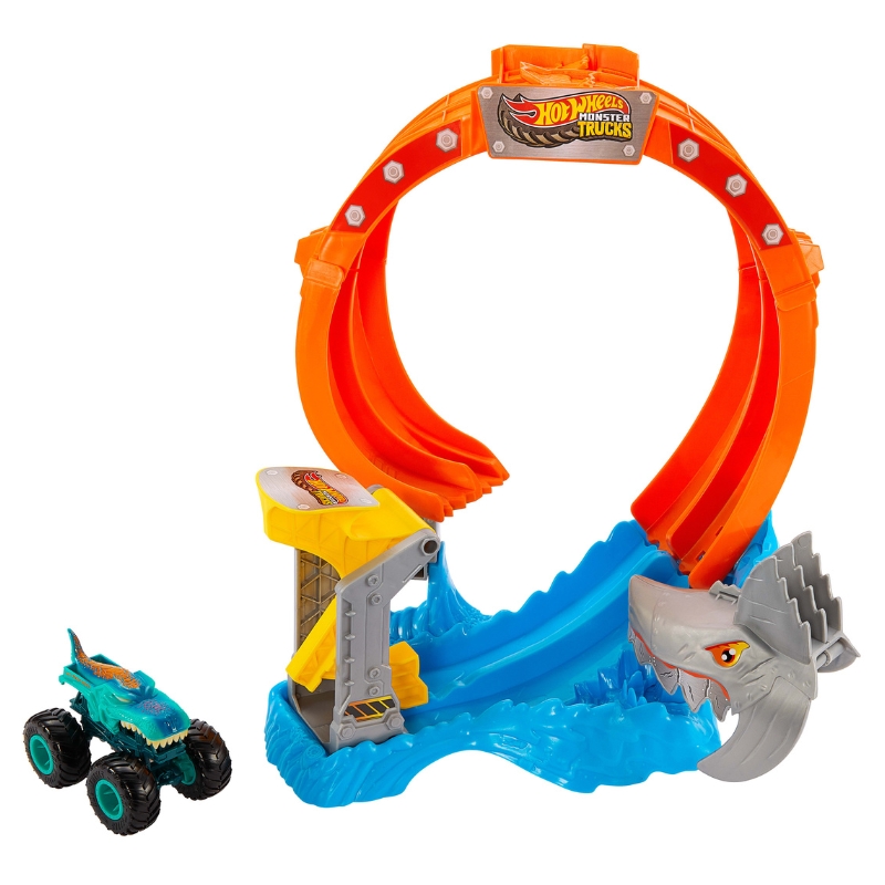Hot Wheels Monster Trucks Set Loopul Rechinului + Mașinuță