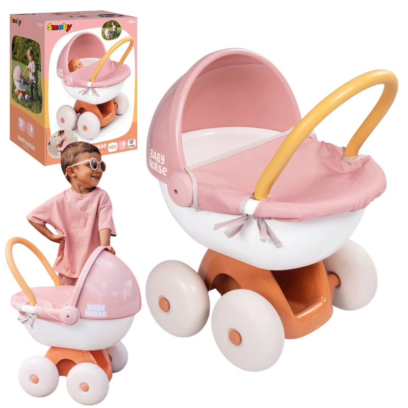Carucior adânc pentru păpuși cu copertină