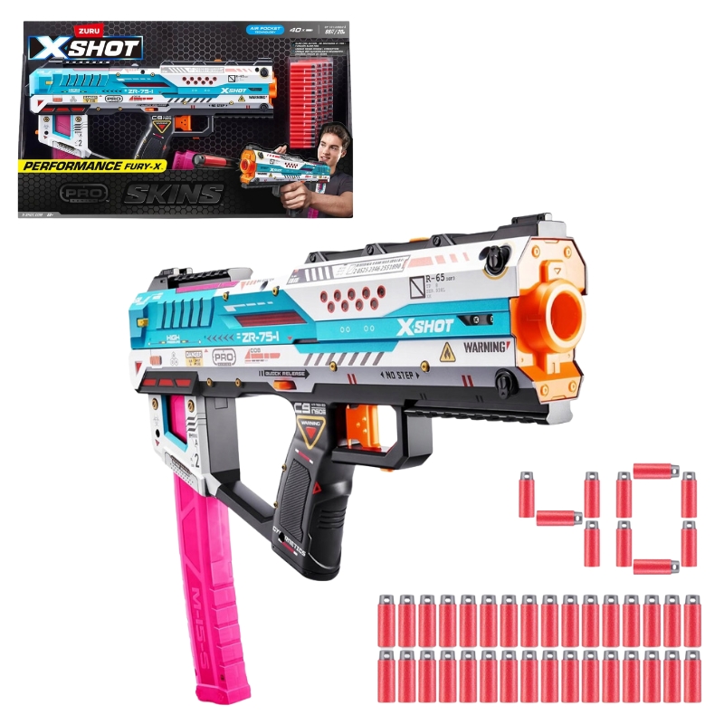 Zuru X-Shot Lanzator Skins PRO Fury-X + 40 Larguși 8+