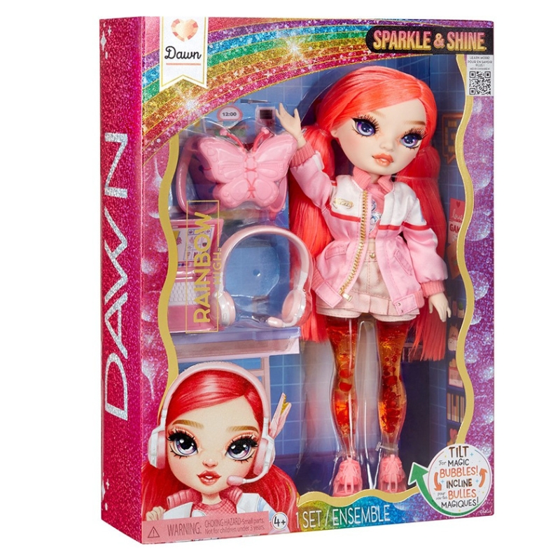 PAPUSA RAINBOW HIGH SPARKLE & SHINE CORAL CU BULE MAGICE ÎN PICIOARE