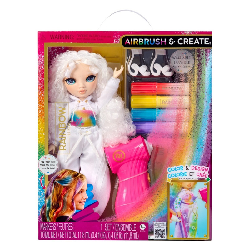 RAINBOW HIGH AIRBRUSH AND CREATE PAPUSA PENTRU PICTURARE CU MARKERE 28 CM