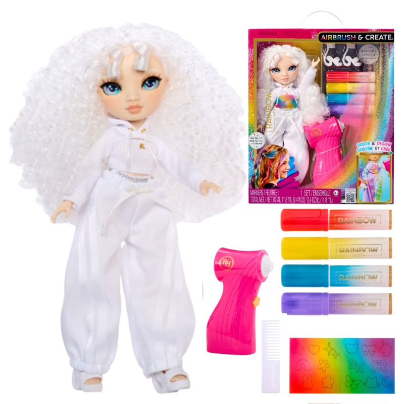 RAINBOW HIGH AIRBRUSH AND CREATE PAPUSA PENTRU PICTURARE CU MARKERE 28 CM