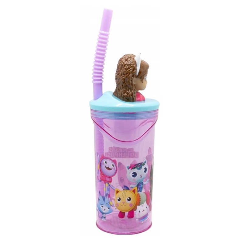 Stor Casă de Pisici Gabi Pahar cu Pai și Figurină 3D Sticlă pentru Copii
