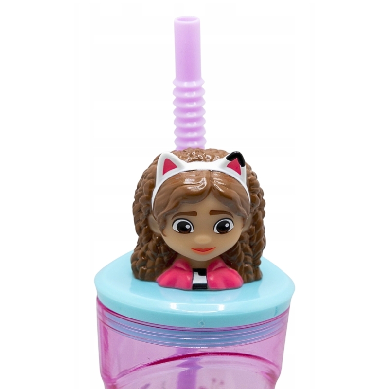 Stor Casă de Pisici Gabi Pahar cu Pai și Figurină 3D Sticlă pentru Copii