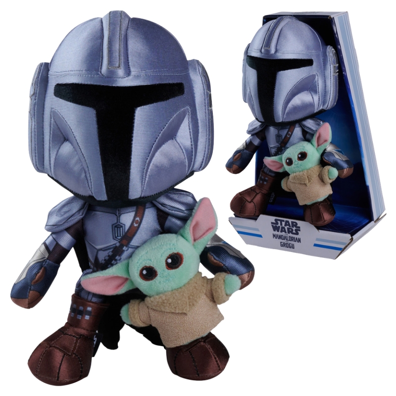Disney Star Wars Figurina Mandalorian cu Mini Grogu Baby Yoda Jucărie de Pluș