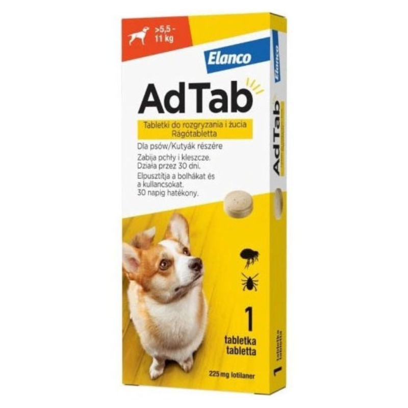 Adtab Pastilă Mestecabilă Pentru Purici şi Căpuşe Pentru Câini Mijlocii Elanco
